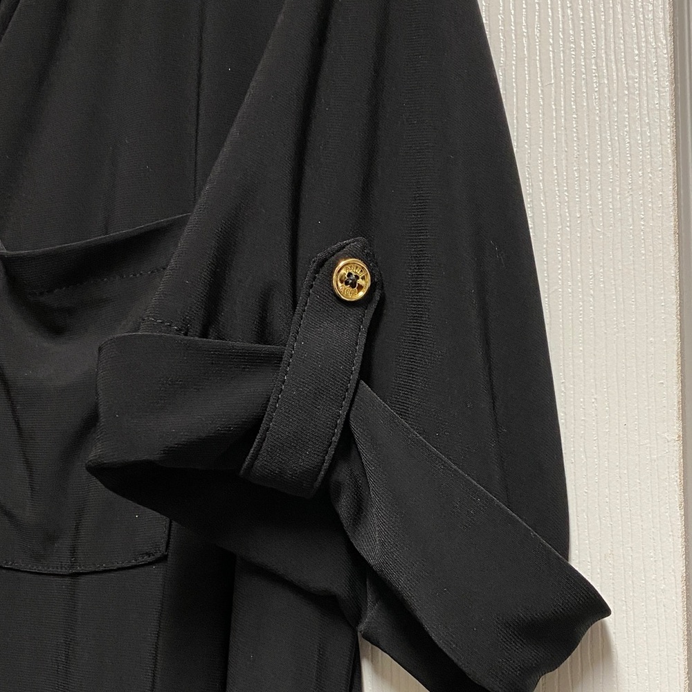 Anne Klein Plus Black Blouse with Gold Button Detail - Picture 4 of 5